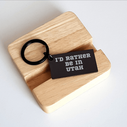 Utah Enthusiast Gifts from Friends, Cute Keychain for Him or Her, 'I'd Rather Be In Utah' Quote, Stainless Steel, Black, Father's Day Unique Gifts - The Buy Boom