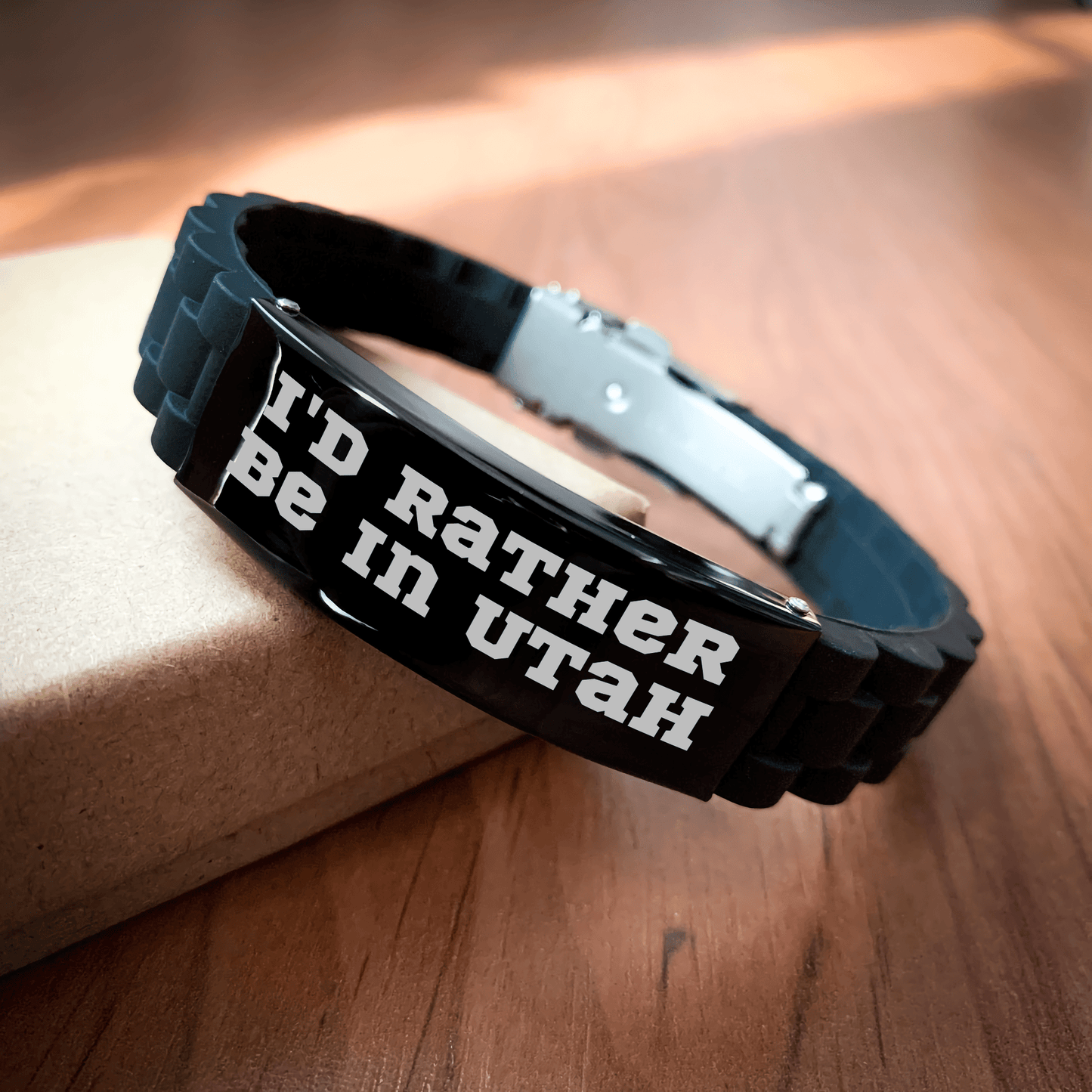 Utah Gifts for Men - 'I'd Rather Be In Utah' Funny Glide lock Clasp Bracelet, Adjustable in Premium Bag, Perfect for Father's Day Unique Gifts from Friends - The Buy Boom