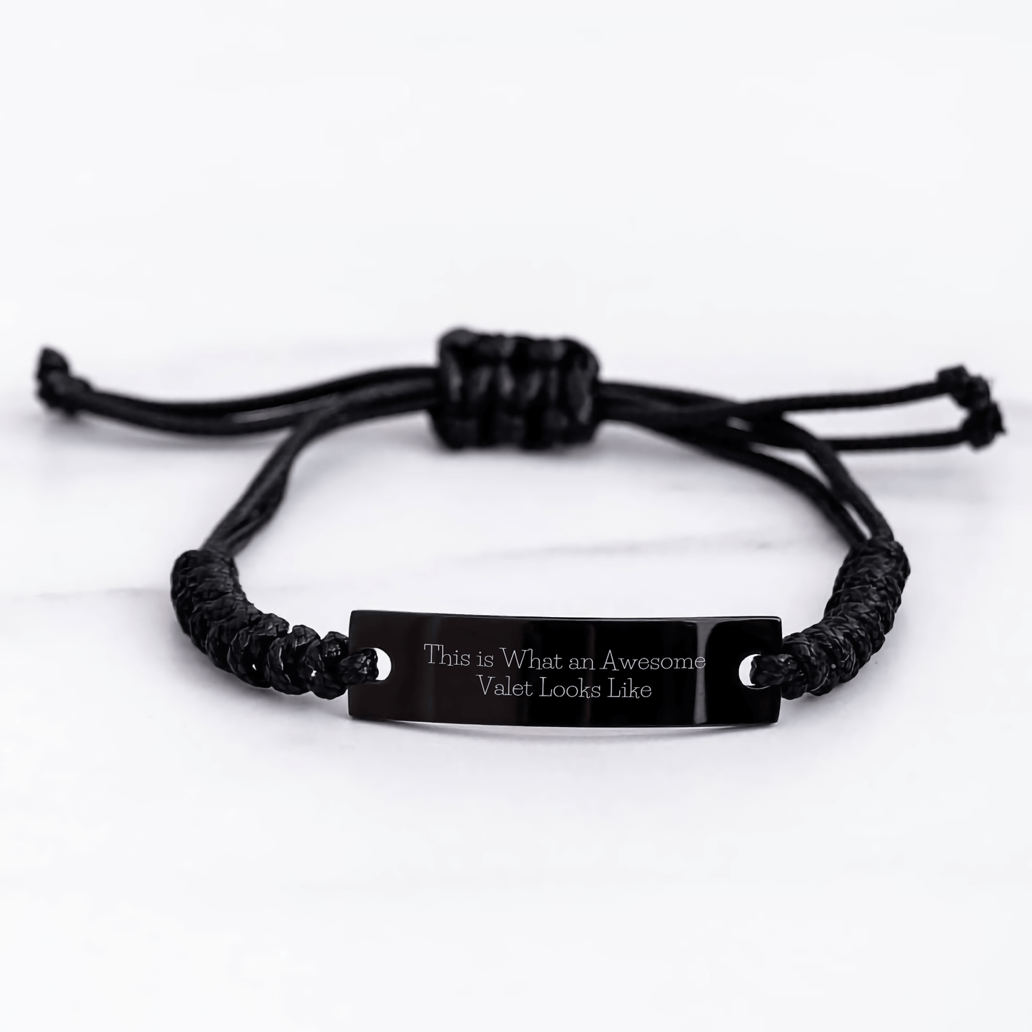 Valet Gifts from Friends, Unique Rope Brackets for Men, Funny Quote, Adjustable 3.34 - 9.84 inches, Black Stainless Steel, Father's Day Unique Gifts for Him - The Buy Boom