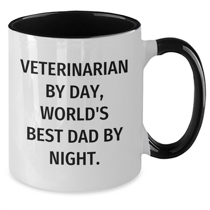 Veterinarian Humor Two Tone Coffee Mugs, Funny Gifts from Men to World's Best Dad, Unique Father's Day Unique Gifts for Veterinarian - The Buy Boom