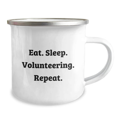 Volunteering Inspirational Gifts for Friends and Family, Eat. Sleep. Volunteering. Repeat. Funny Quote Camping Mug, Graduation Unique Gifts from Men, Women, Coworkers - The Buy Boom