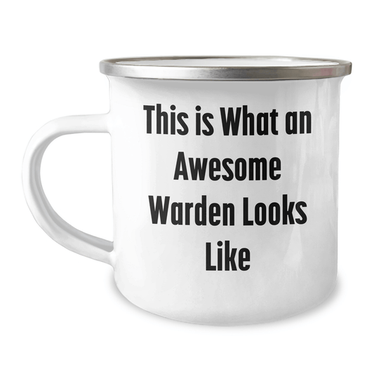 Warden Camping Mug Gifts - This Is What An Awesome Warden Looks Like, Funny Quote, Stainless Steel with Enamel Finish, Gifts from Family, Gifts for Warden, Unique Camping Mug for Father's Day - The Buy Boom