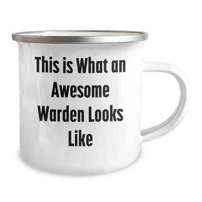 Warden Camping Mug Gifts - This Is What An Awesome Warden Looks Like, Funny Quote, Stainless Steel with Enamel Finish, Gifts from Family, Gifts for Warden, Unique Camping Mug for Father's Day - The Buy Boom
