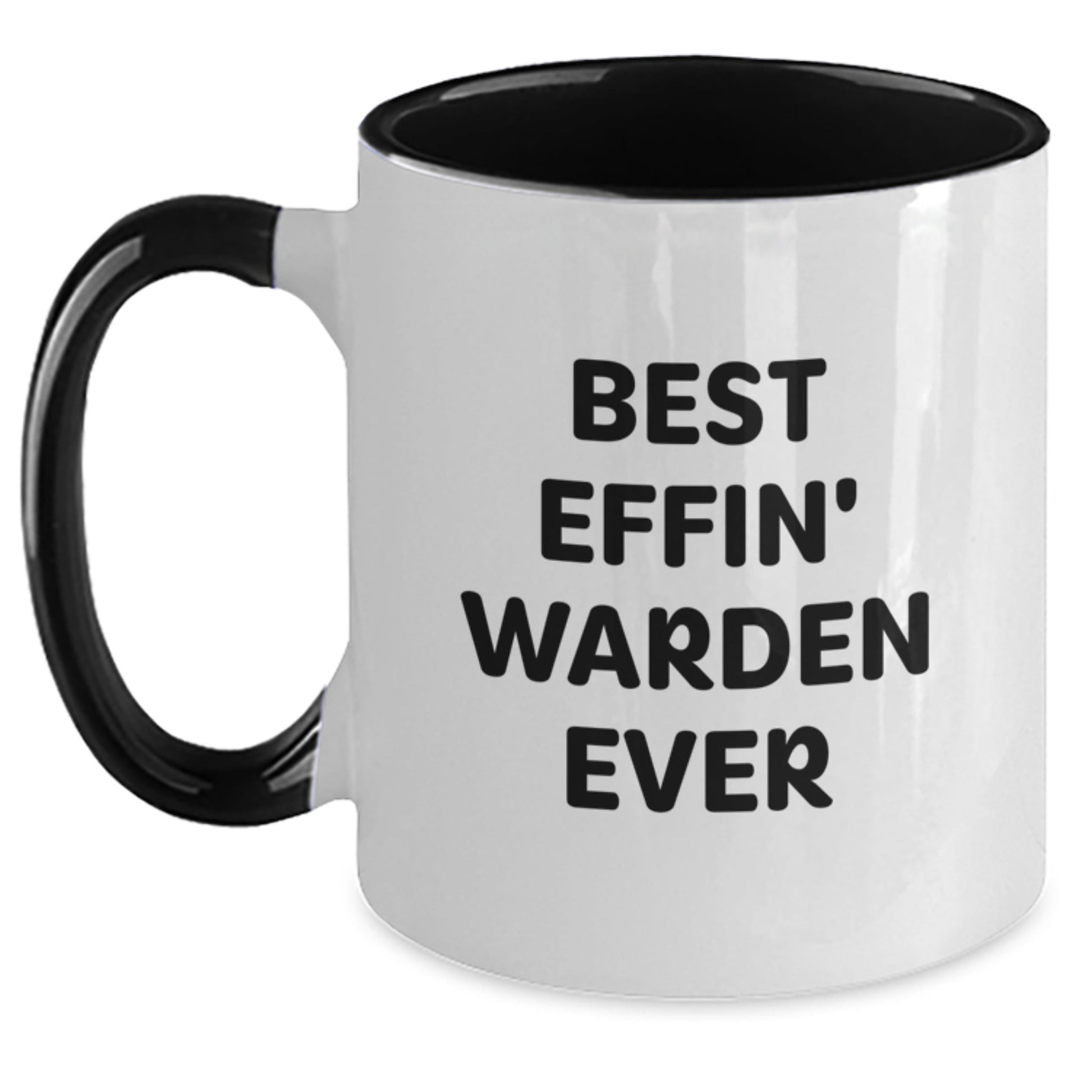 Warden Enthusiast Gifts from Men - Funny Best Effin' Warden Ever Two Tone Coffee Mug for Christmas Unique Presents - The Buy Boom