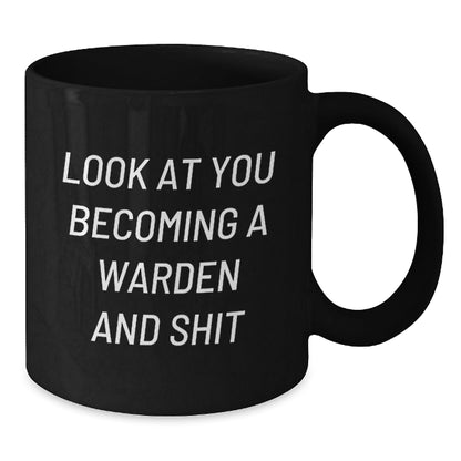 Warden Gifts Funny Quote Black Coffee Mug, Gifts from Men to Warden Friends, Christmas Unique Mugs - The Buy Boom