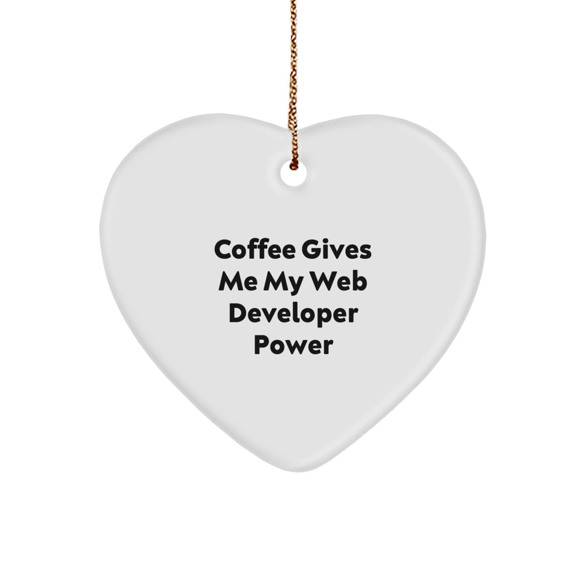 Web Developer Gifts from Friends - Funny Heart Ornament with 'Coffee Gives Me My Web Developer Power' Quote for Christmas - The Buy Boom