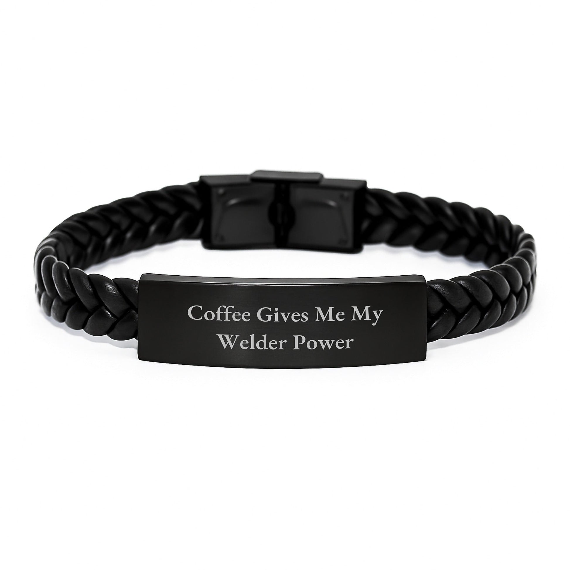 Welder Power Gift, Funny Coffee Quote Interlaced Leather Bracelet for Welder Friends, Men's Stainless Steel and PU Leather Accessories, Gifts from Family, Unique Graduation Gifts - The Buy Boom