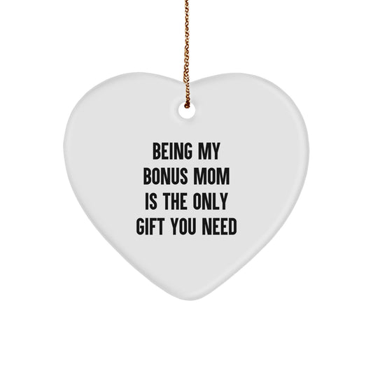 Wishes for My Amazing Bonus Mom, Heart Ornament, Unique Christmas Unique Gifts from Family for Bonus Mom - The Buy Boom