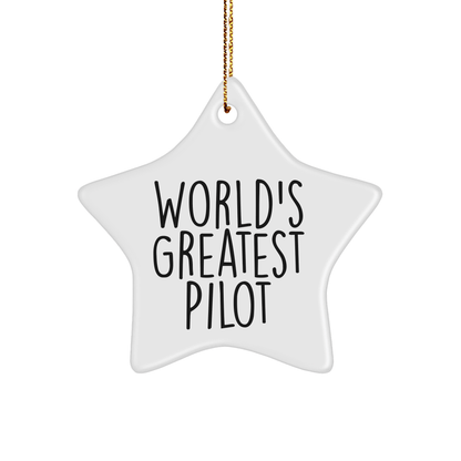 World's Greatest Pilot Star Ornament, Funny Pilot Gifts from Friends, Christmas Unique Pilot Star Ornaments for Men, Pilot Gifts for Friends, Pilot Star Ornament with Quote - The Buy Boom