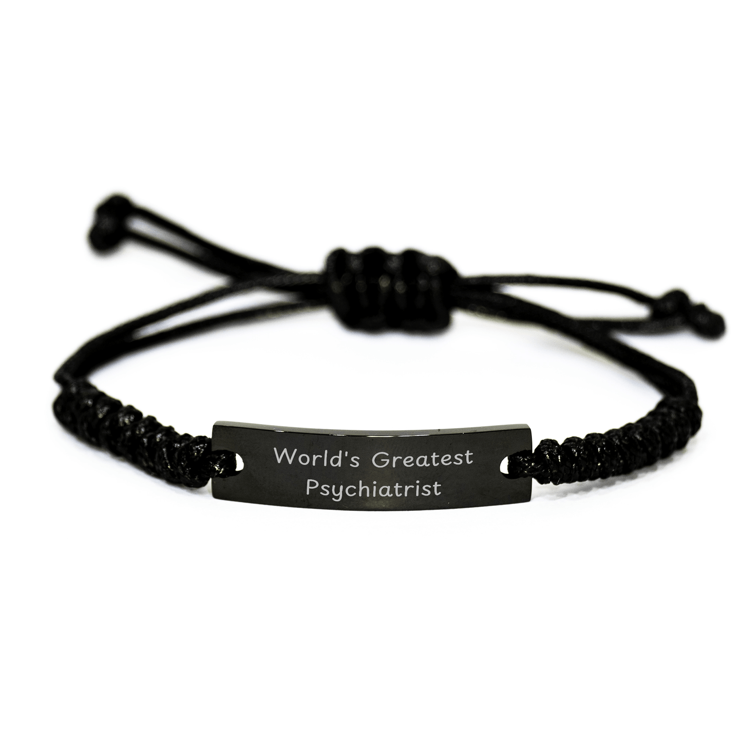 World's Greatest Psychiatrist Rope Bracelet, Funny Quote, Gifts for Psychiatrists on Graduation, Gifts from Friends, Adjustable Rope, Black Stainless Steel, Organza Bag - The Buy Boom