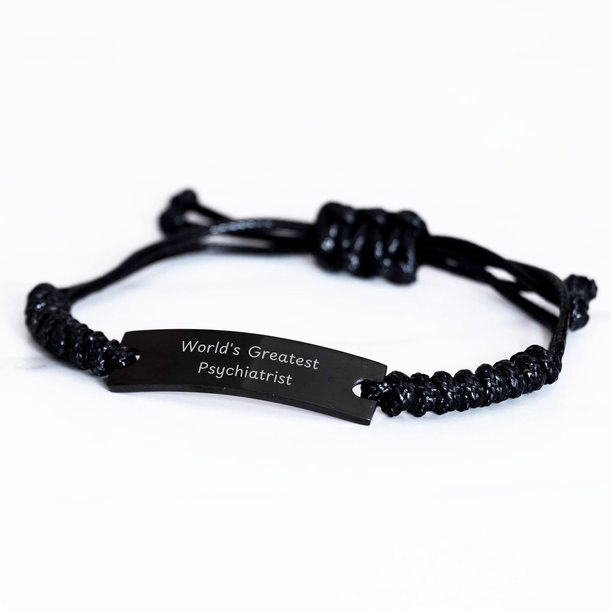 World's Greatest Psychiatrist Rope Bracelet, Funny Quote, Gifts for Psychiatrists on Graduation, Gifts from Friends, Adjustable Rope, Black Stainless Steel, Organza Bag - The Buy Boom