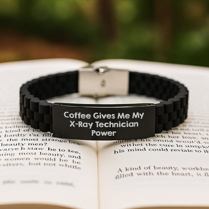 X - Ray Technician Gifts, Funny Quote, Glide lock Clasp Black Stainless Steel Silicone Adjustable Women's Men's Graduation Unique Gifts from Coworkers, Gifts for X - Ray Technician Friends - The Buy Boom